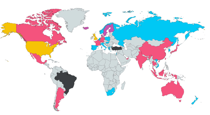 colour coded map