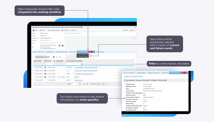 Corporate Actions screenshot