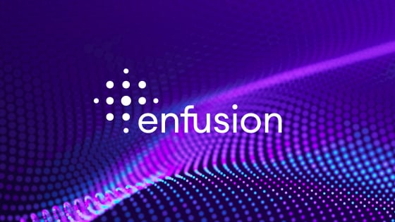 Enfusion logo in front of purple dots joining together. FundApps partners with Enfusion to equip asset managers with tools to navigate compliance. 