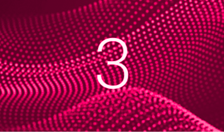 Investment Monitoring with FundApps. Background of pink dots in a wave pattern behind a white number 3.