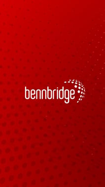 Bennbridge logo on red background with dots. FundApps are red-y to provide multi-boutique investment firms with solutions to grow businesses.  